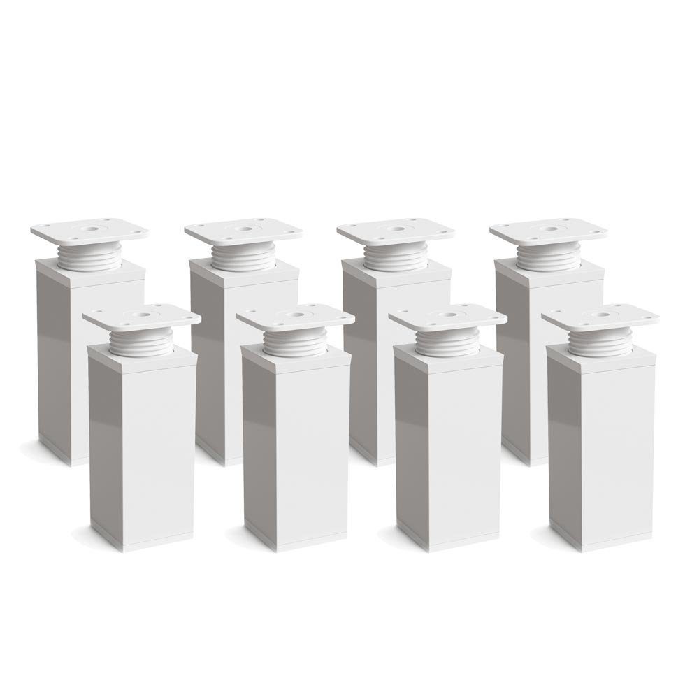 sossai® Möbelfuß Design-Möbelfüße, 4er & 8er Set, höhenverstellbar MFV1, Farbe: Weiß, (8-St), Farbe: Weiß