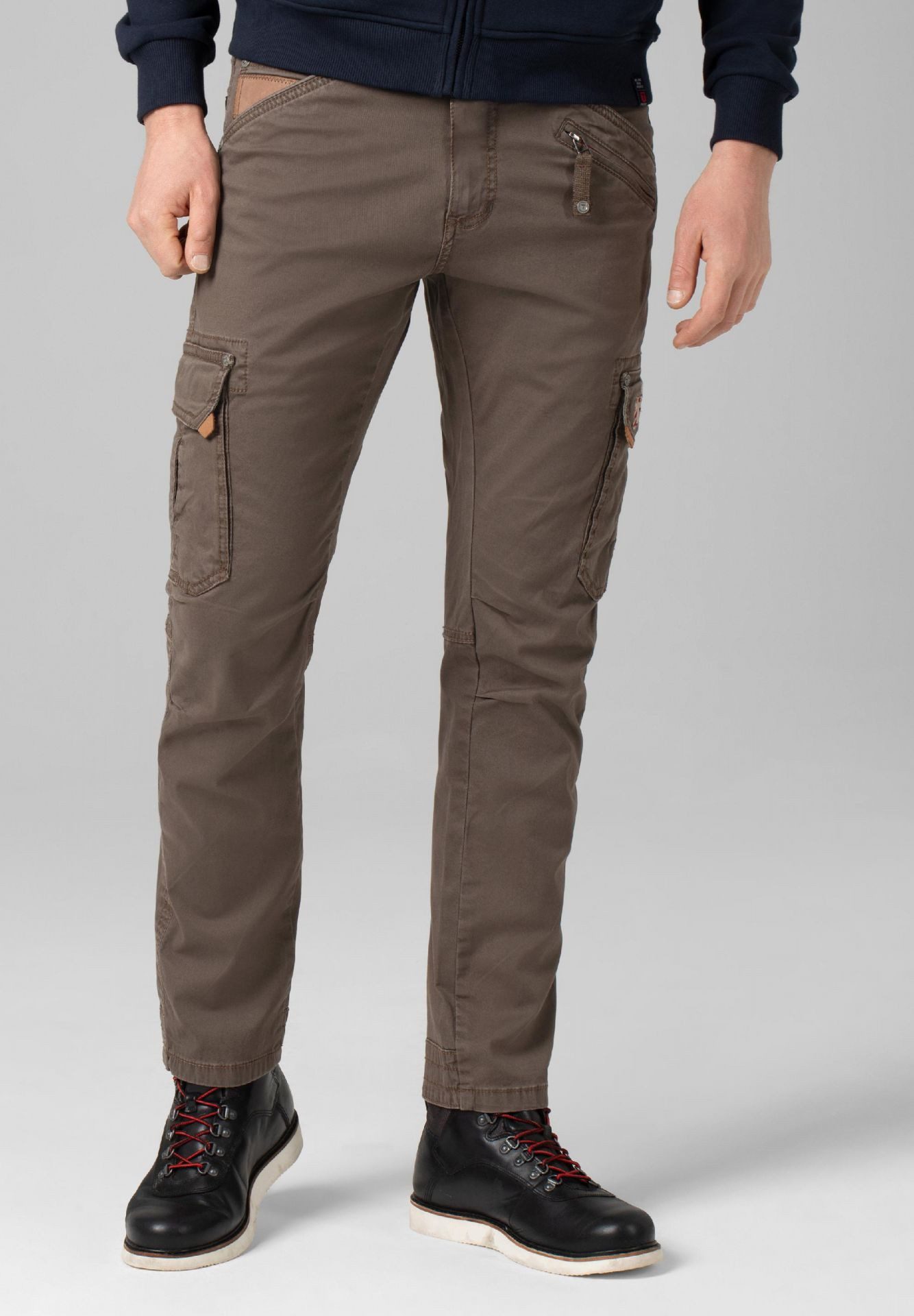 TIMEZONE Cargohose Regular Fit mittlere Bundhöhe Slim Legs für Herren Baumwolle Normal Fit Einfarbig elastisch Reißverschluss – Bild 2 von 5