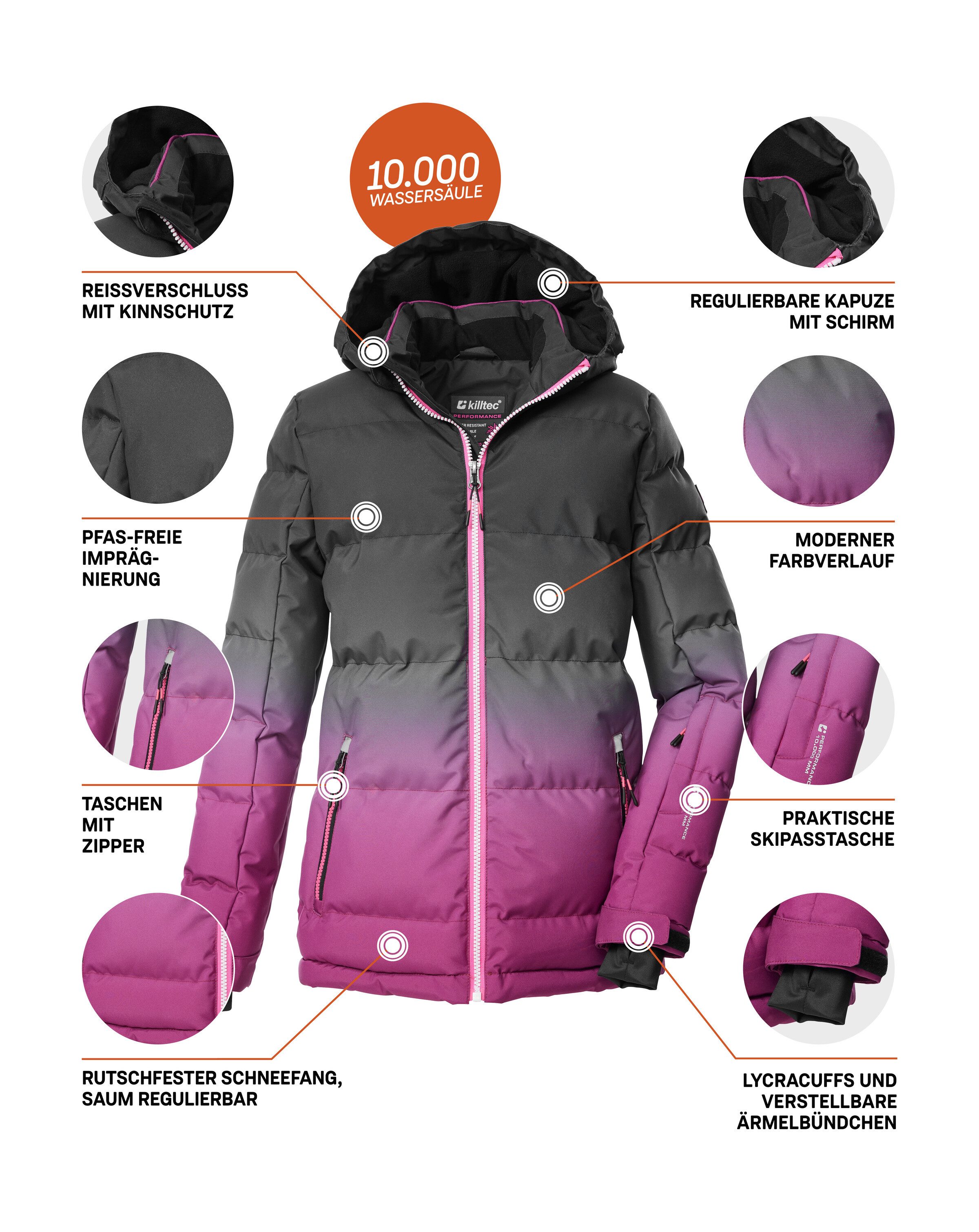 Killtec Skijacke KSW 330 GRLS SKI QLTD JCKT Wasserabweisende Winterjacke, atmungsaktiv, verstellbare Kapuze