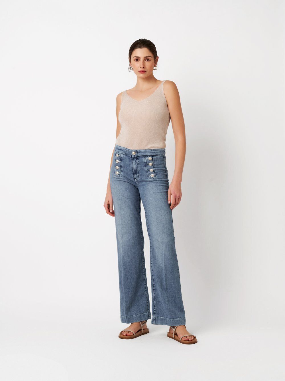 ROSNER Bootcut-Jeans Audrey Sailor (1-tlg) mit doppelter Knopfreihe