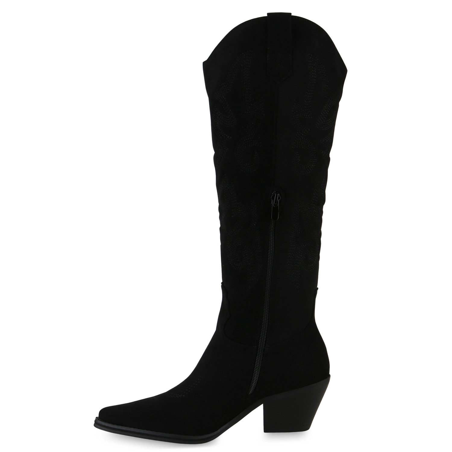 VAN HILL 839869 Cowboystiefel Damen Leicht Gefütterte Cowboystiefel Stiefel Stickereien