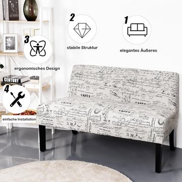 KOMFOTTEU Sofa 2 Sitzer, Doppelsofa mit Rücklehne, 121 x 66 x 78 cm
