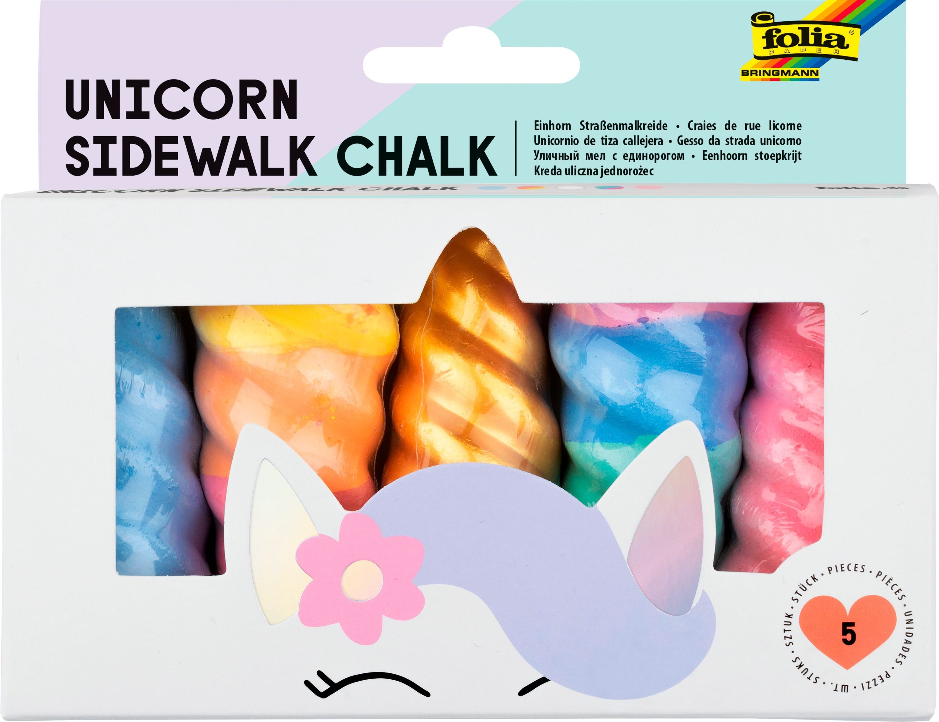 Folia Malkreide folia Einhorn-Straßenmalkreide, 5 Stück