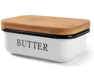 Zedelmaier Butterdose »Butterdose,Butterglocke für 250g Butter,mit nachhaltigem holzdeckel«, (Packung, 1 x Becher, 1 x Deckel), Butterdose aus beschichteter Metallplatte, rundem Rand