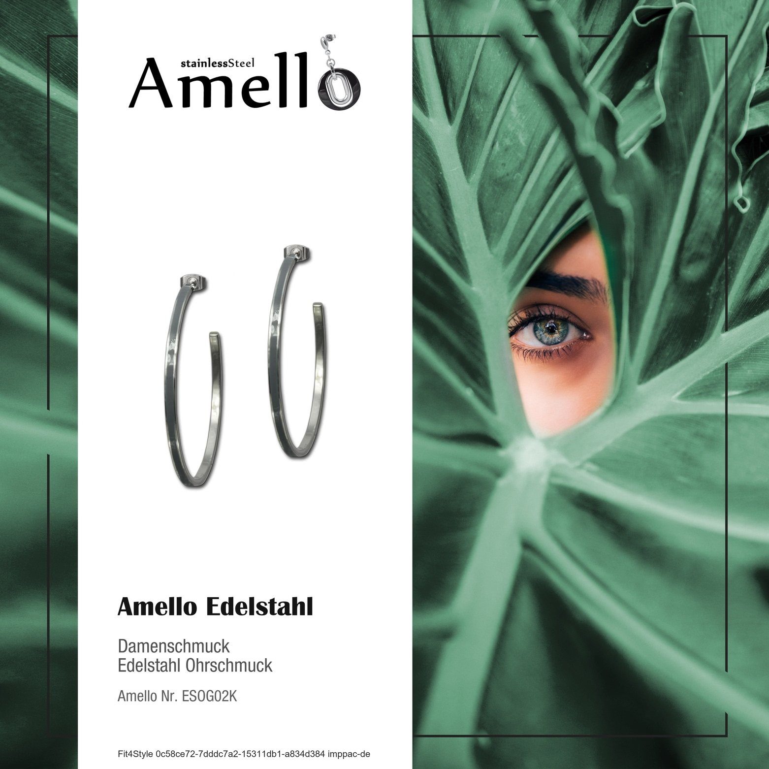 Amello Paar Ohrhänger Amello Ohrringe Edelstahl Ohrhänger grau (Ohrhänger), Damen Ohrhänger Creolen Edelstahl stahlfarben, grauer Emaillelack