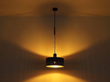 meineWunschleuchte LED Pendelleuchte, LED wechselbar, warmweiß, ausgefallen-e für über-n Esstisch & Treppenhaus Schwarz Gold-en, Ø35cm