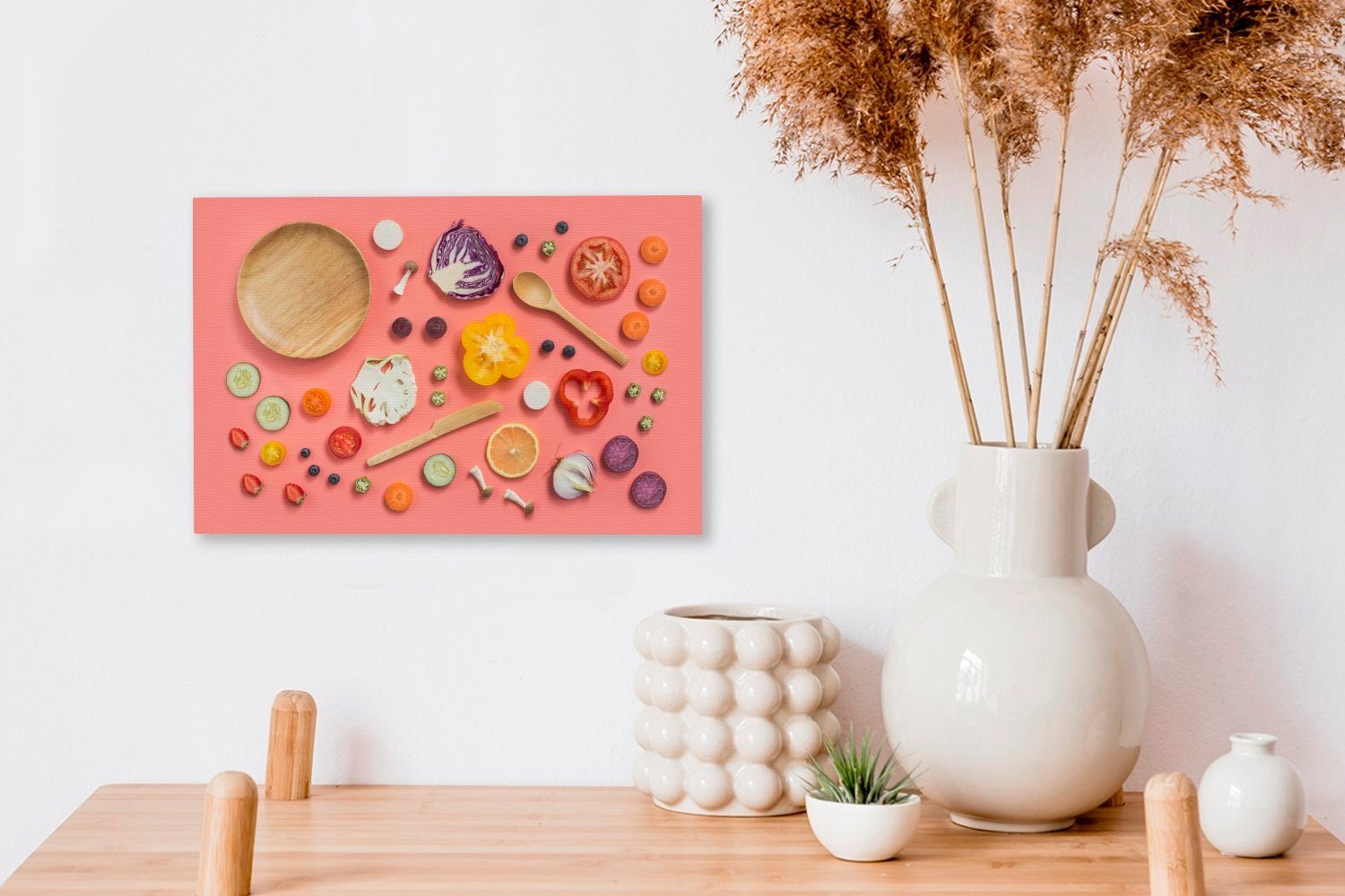 OneMillionCanvasses® Leinwandbild Lebensmittel Wandbild Leinwandbilder, Wanddeko, St), - Aufhängefertig, 30x20 Gemüse, Küche (1 cm 