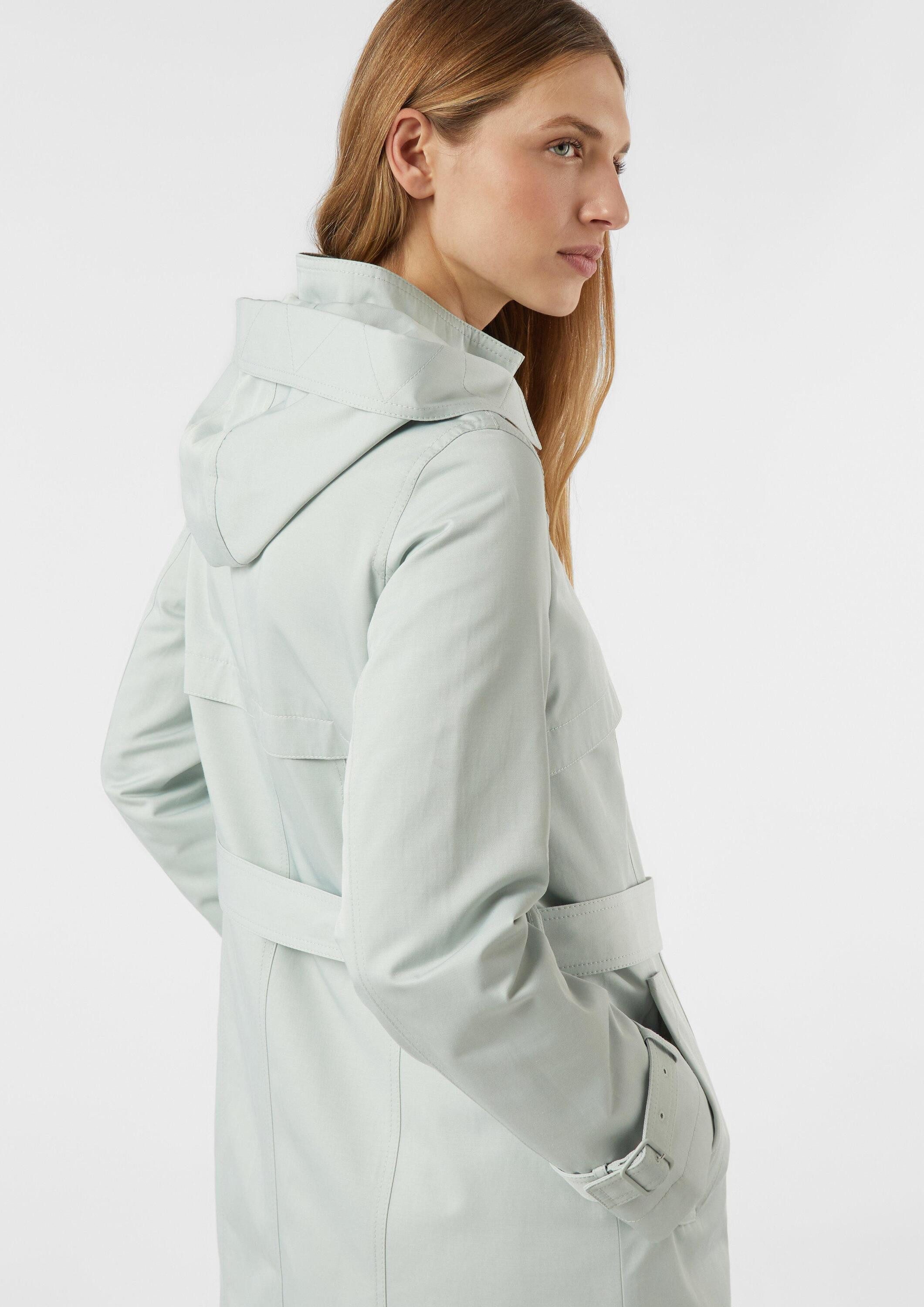comma Funktionsmantel Outdoor-Mantel Baumwoll-Trenchcoat mit abnehmbarer Kapuze und Bindegürtel
