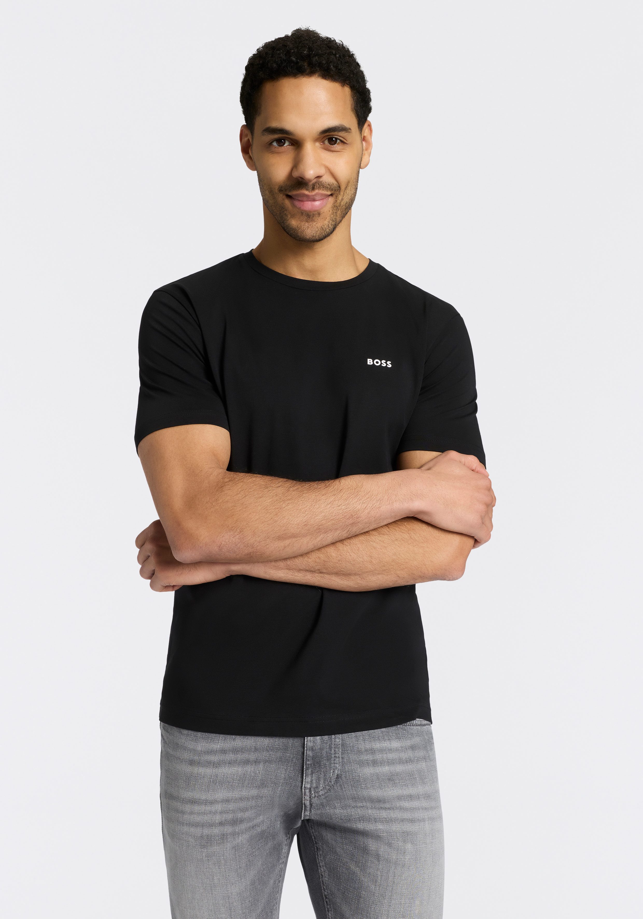 BOSS GREEN T-Shirt Tee 3Pack Regular Fit (Packung, 3-tlg., 3er-Pack) Stretch Jersey Cotton, Logo on Chest, Sparpackung