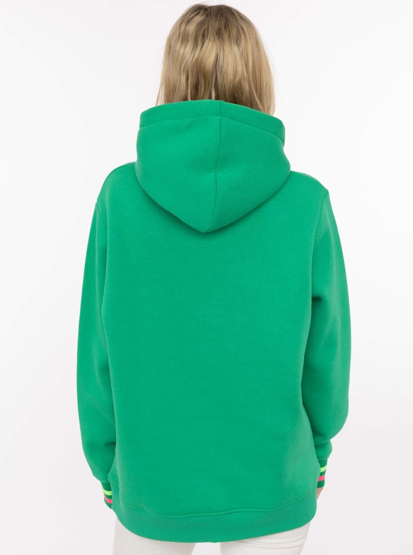 Zwillingsherz Hoodie "Be Happy!" gestreifte Bündchen, Aufdruck auf Brust, Kapuze, Kängurutasche