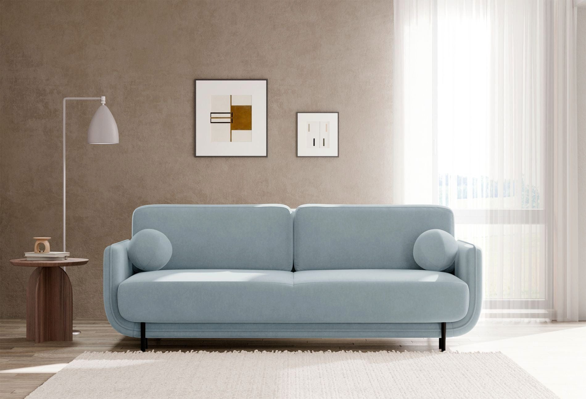Selsey Schlafsofa, 3-Sitzer mit Schlaffunktion, Bettkasten, Samt