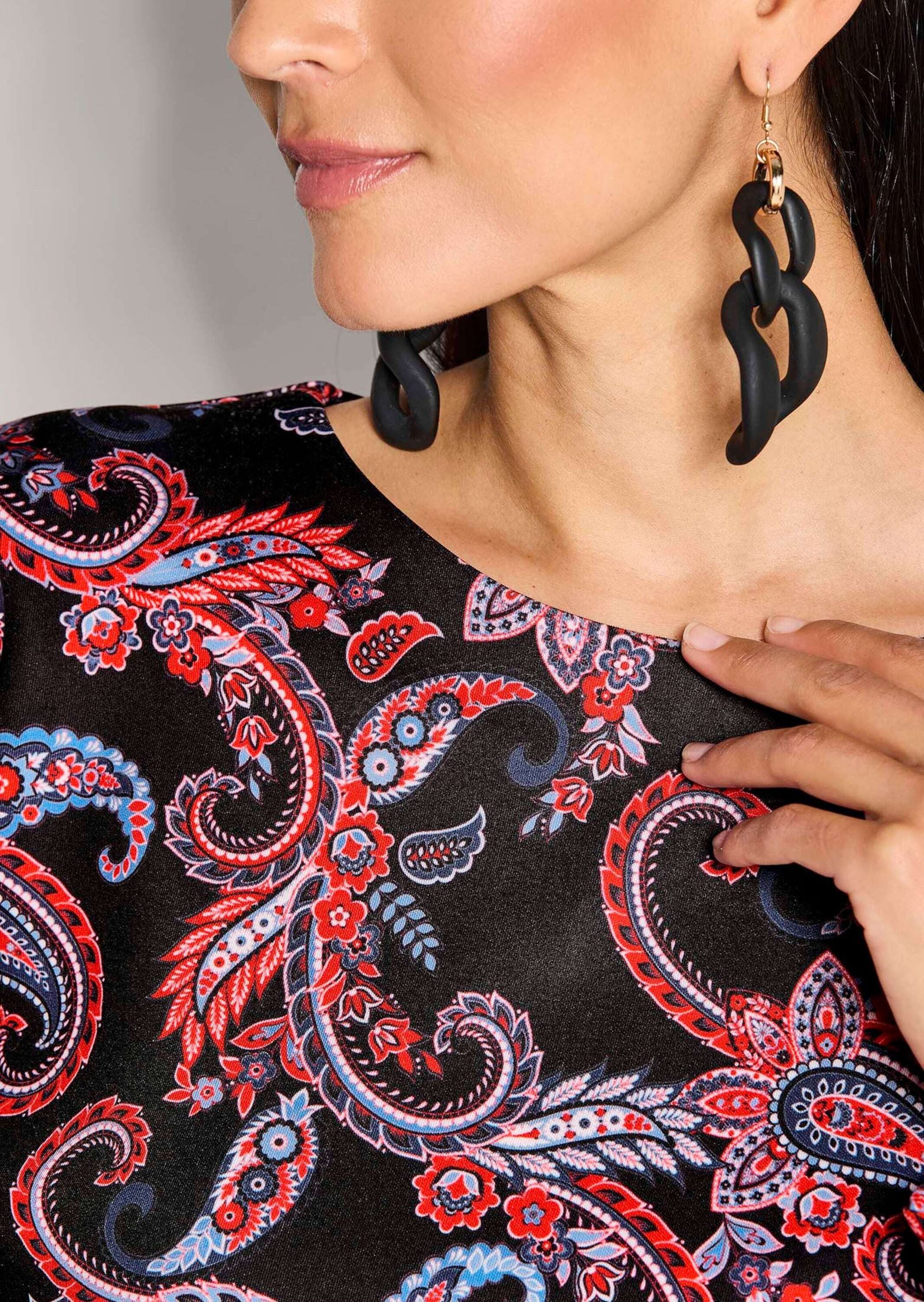 MADELEINE Langarmshirt Ethno-Sweatshirt mit Kimono-Ärmeln U-Boot-Ausschnitt, ethno Print, moderner Schnitt – Bild 4 von 5