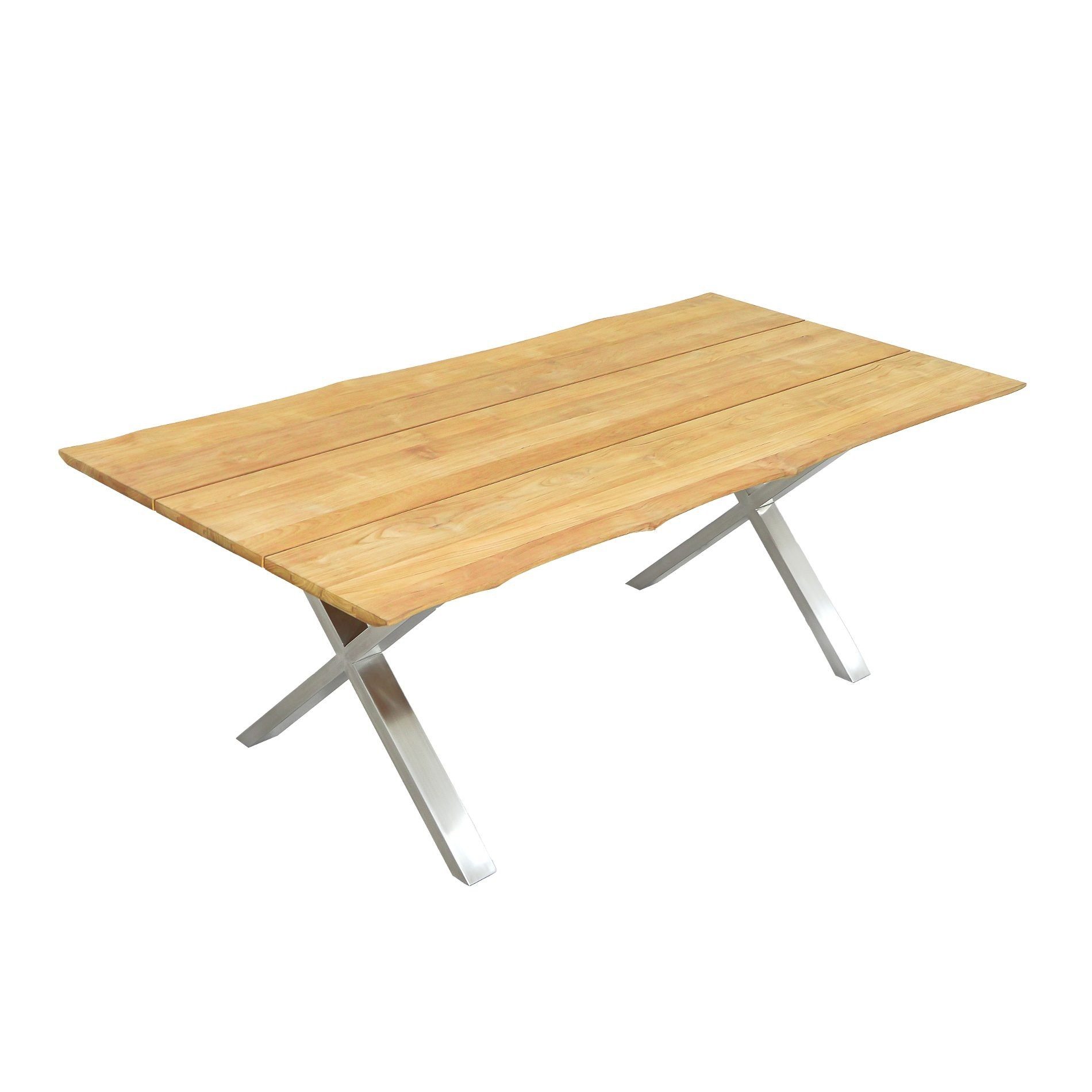 CASA DOMA Gartentisch Falerna, Edelstahl/Teak, rechteckig, 210x100 cm