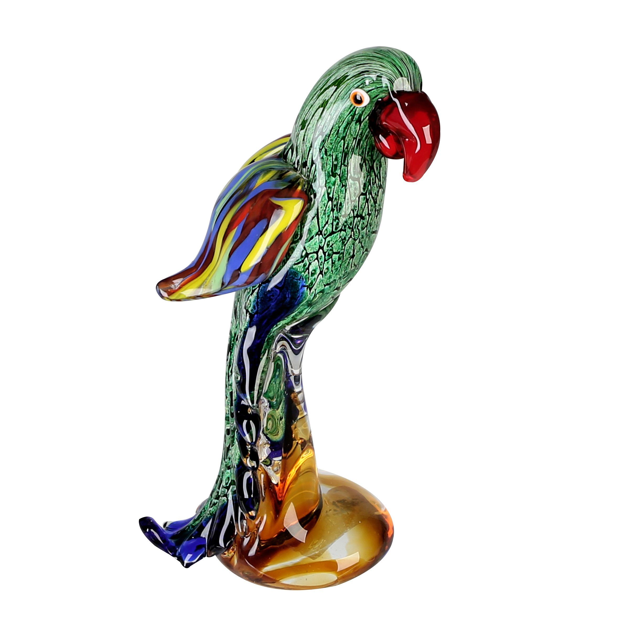 GILDE Dekofigur PAPAGEI Figur - mehr - Glas - H. 28cm x B. 15cm - Dekofigur (1 Stück), Große Glasfigur Vogel - Elegante Glasskulptur für Ihr Zuhause