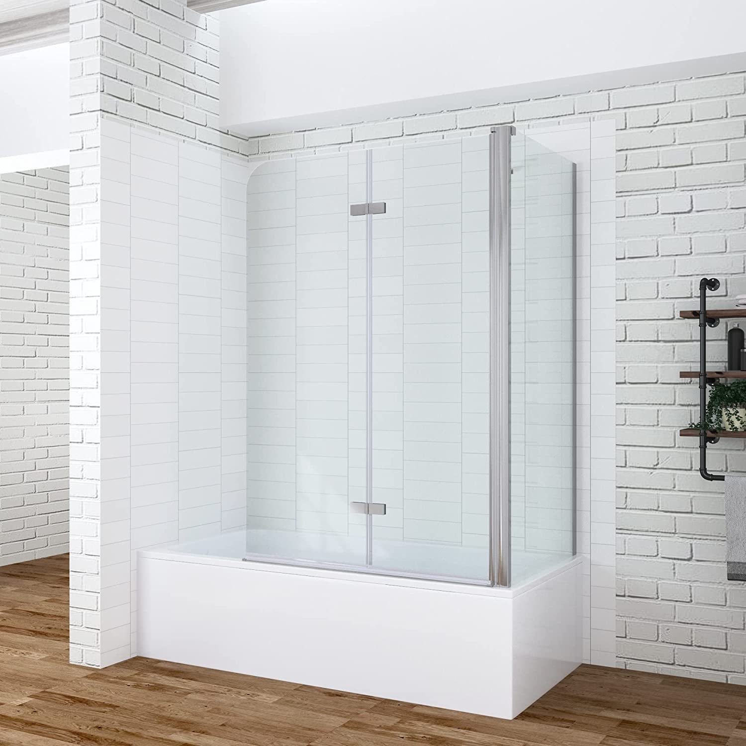 AQUALAVOS Badewannenfaltwand Badewannenaufsatz mit Seitenwand 5mm Nano