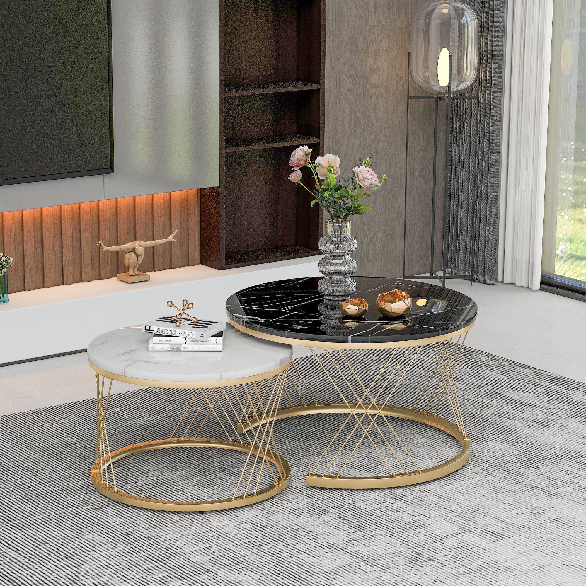 OKWISH Couchtisch (Satz von 2, Goldene günstig online kaufen