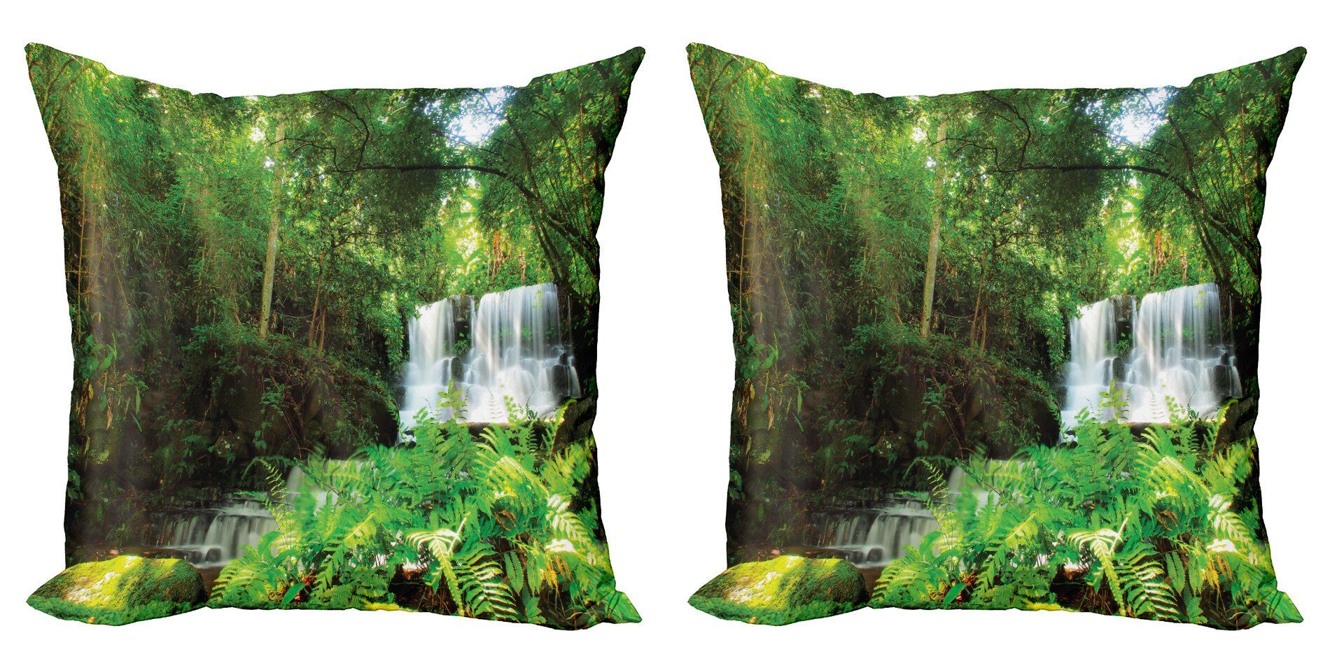 Kissenbezüge Modern Accent Doppelseitiger Digitaldruck, Abakuhaus (2 Stück), Landschaft Frühling Botanic Wald