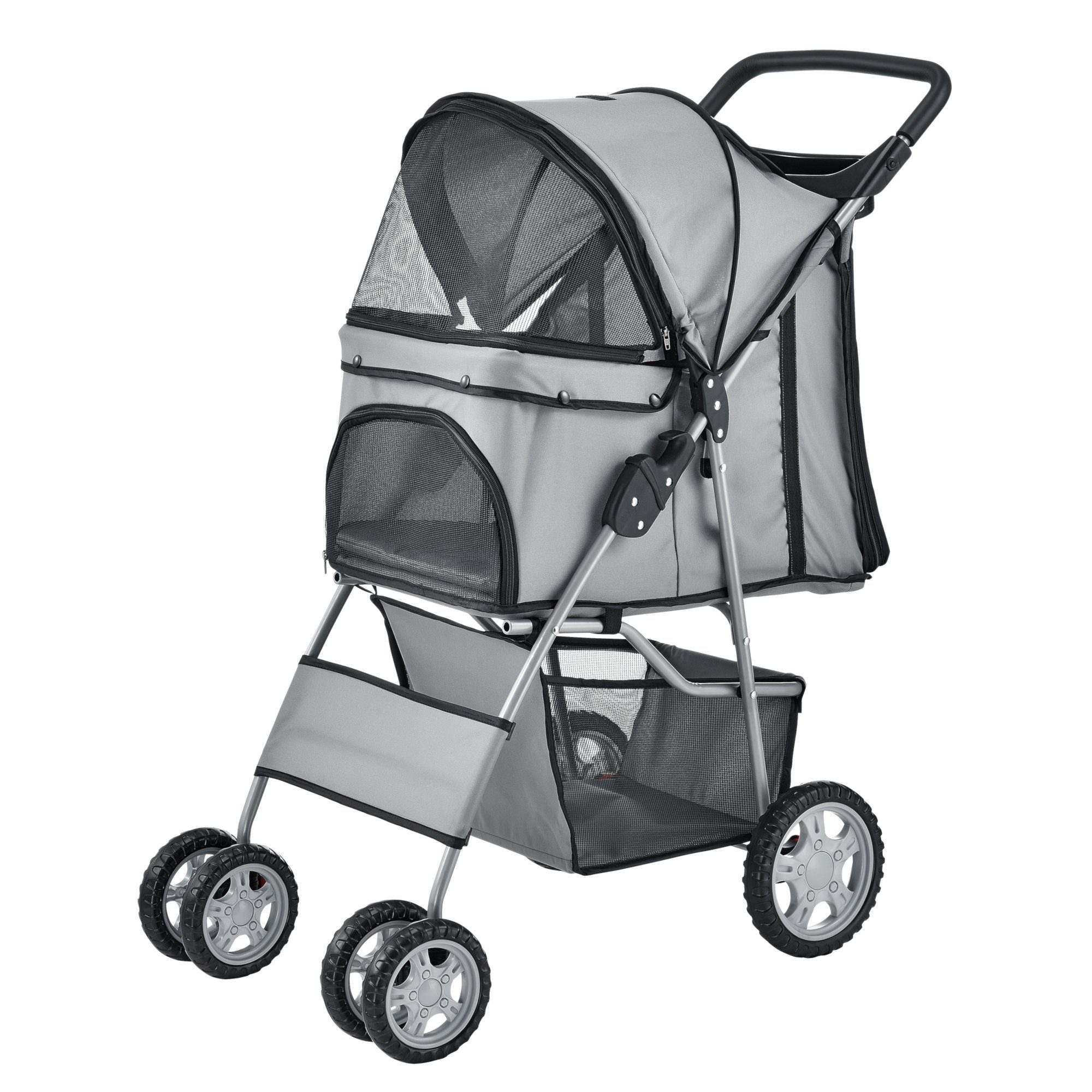 pro.tec Tiertransporttasche bis 15 kg, Hundewagen »Niceville« Pet Stroller Regenschutz Roadster Grau