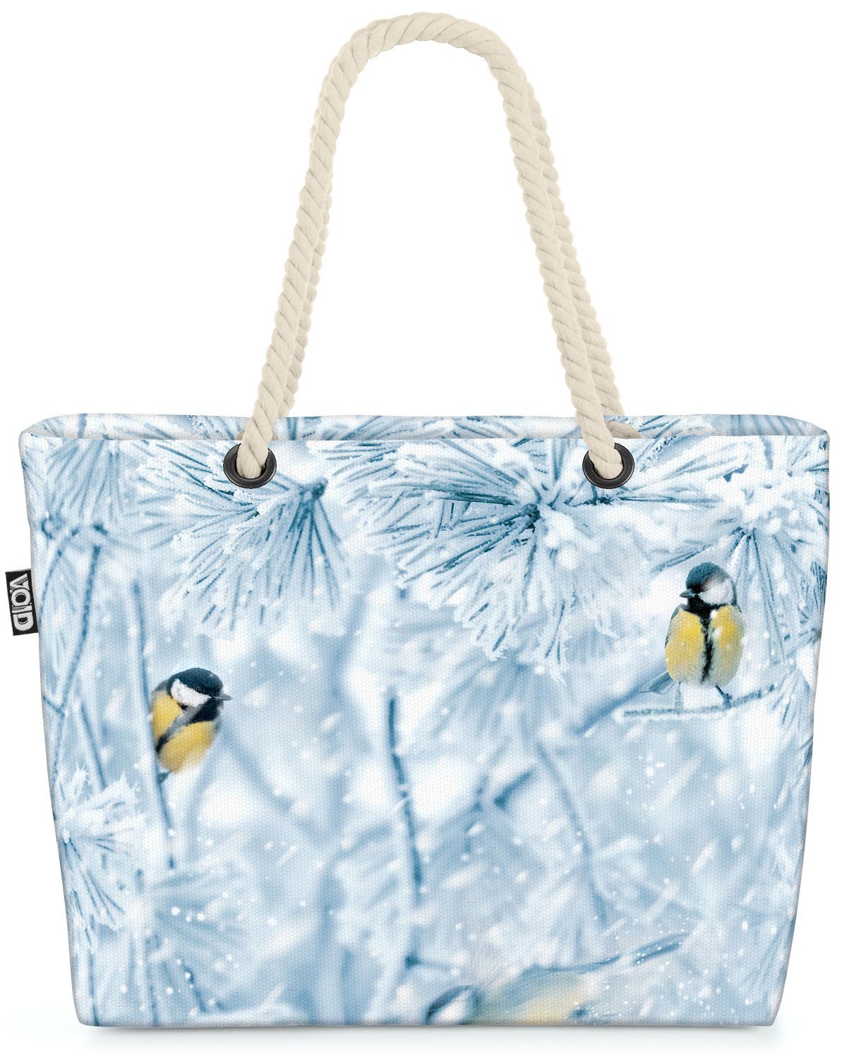 VOID Strandtasche (1-tlg), Blaumeise Kohlmeise Vogel Schnee winter schnee schneeverwehung eichhö