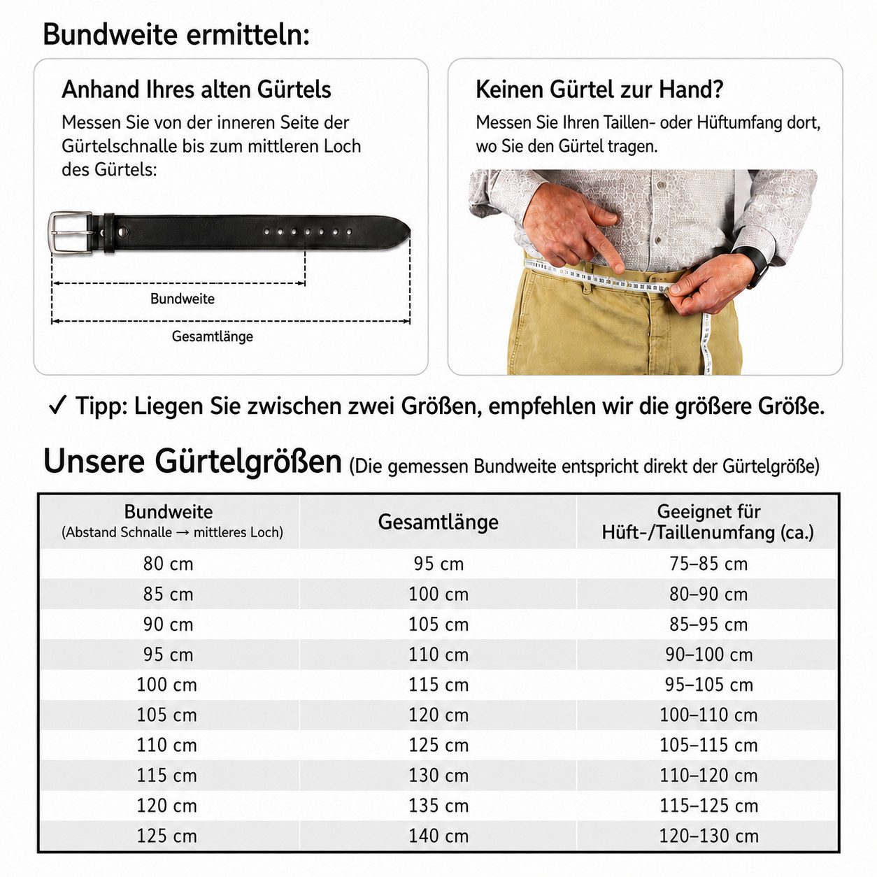 Frentree Ledergürtel aus 100% Echtleder, MADE IN GERMANY 3 cm breiter Gürtel aus Leder, kürzbar, Braun – Bild 5 von 5
