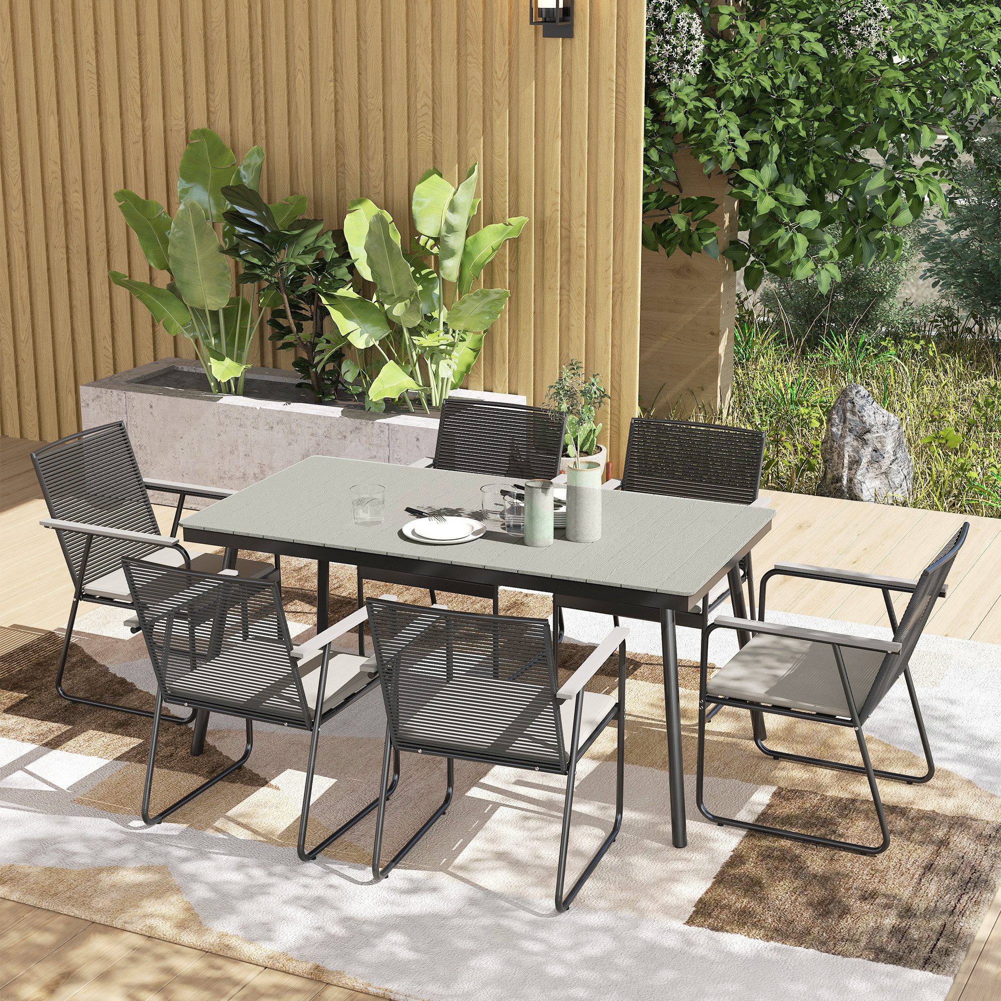 Outsunny Garten-Essgruppe für 6 Personen, mit günstig online kaufen