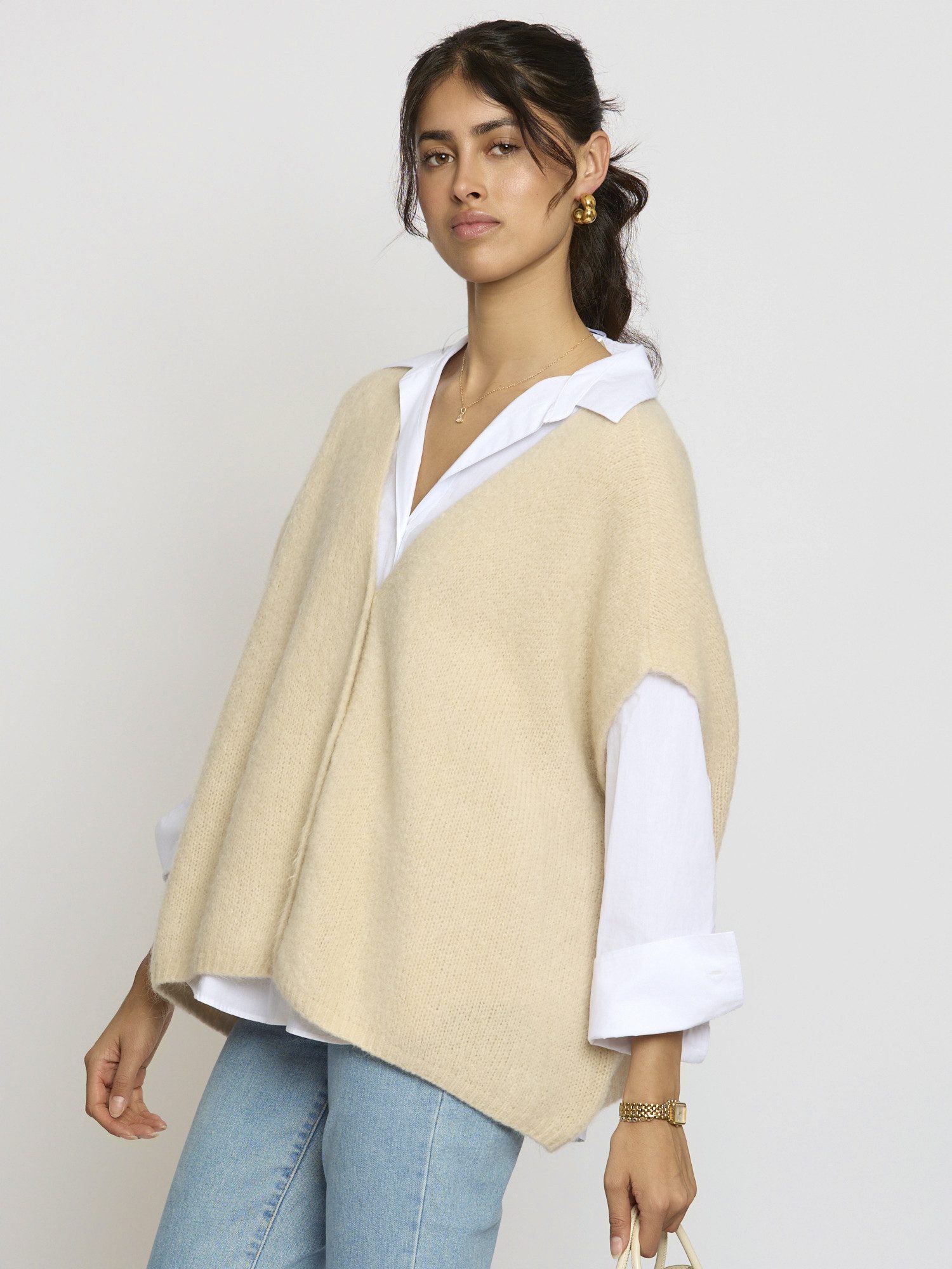 Lilavie Strickweste Ninaa One Size Oversize Feinstrick-Weste mit hohem Woll günstig online kaufen