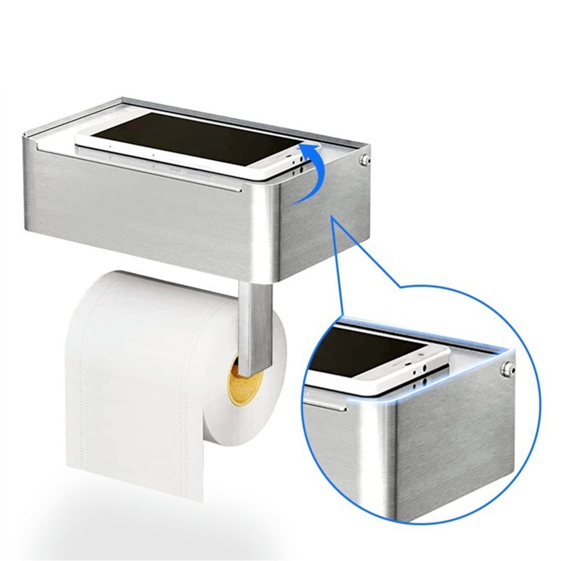 DÖRÖY Papiertuchspender Toilettenpapierrollenhalter aus Edelstahl, kein Bohren erforderlich