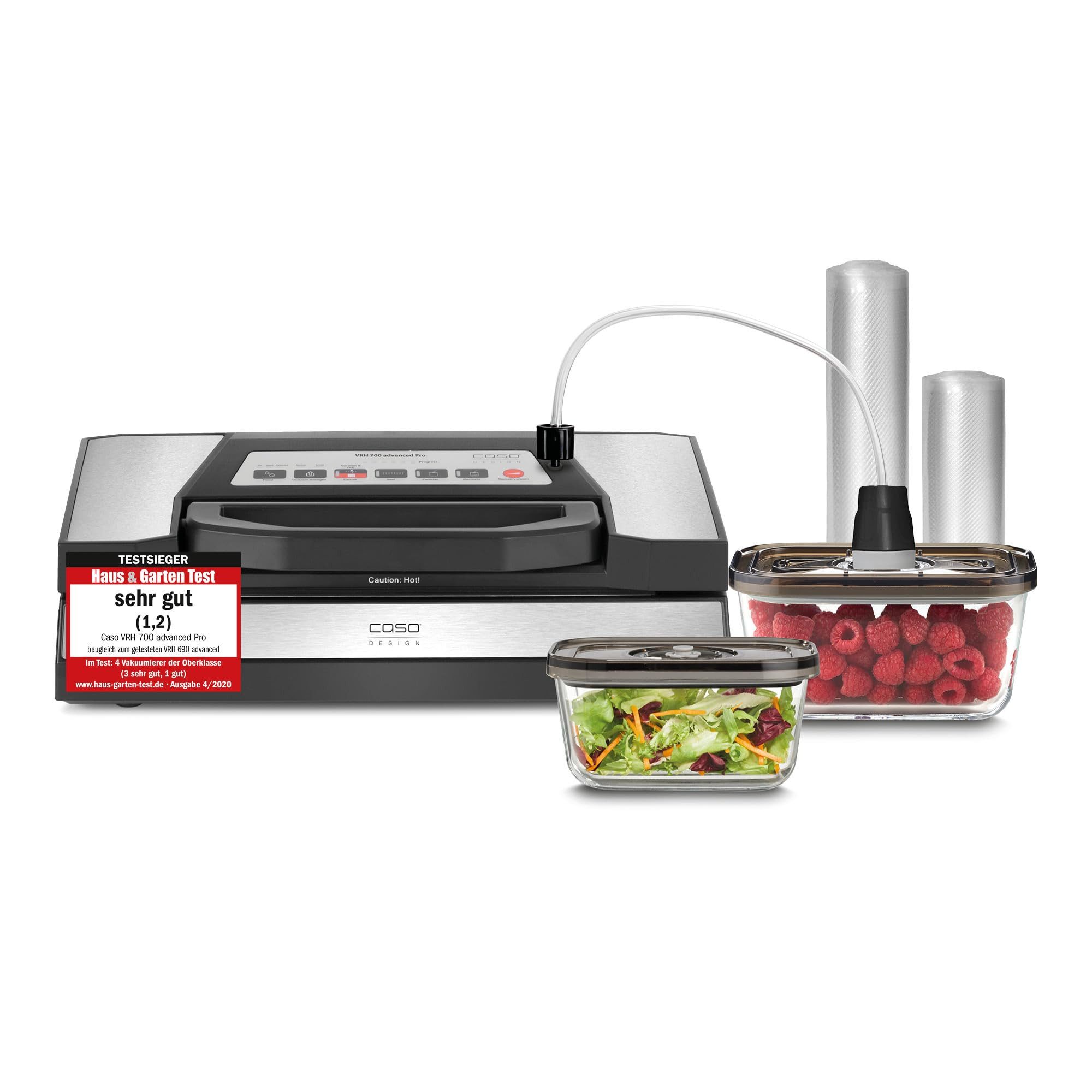 Caso Vakuumierer VRH 700 advanced Pro, Profi-Vakuumierer, 150 Vakuumiervorgänge, Doppelte Schweißnaht