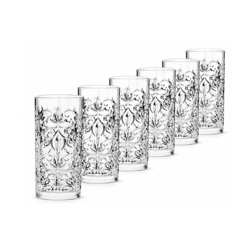 RCR Cocktailglas RCR Tattoo Longdrinkglas 370 ml 6er Set, Kristallglas