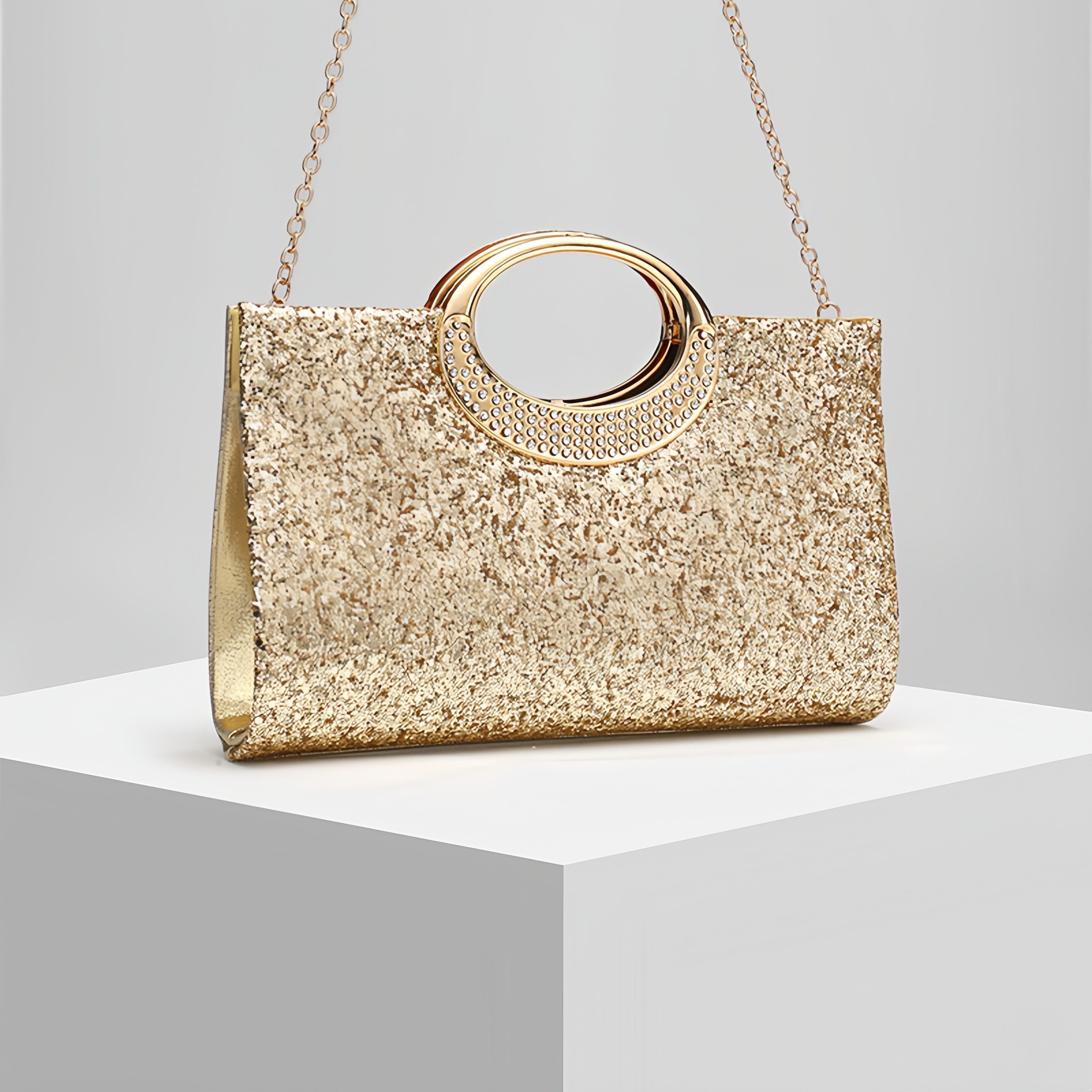 FOUORTUNATE-BEE Abendtasche Damen Clutch mit Pailletten, Abendtasche, abnehmbare Kette, Party, Handtasche für Hochzeit, Abend, Ball, elegante Abendhandtasche