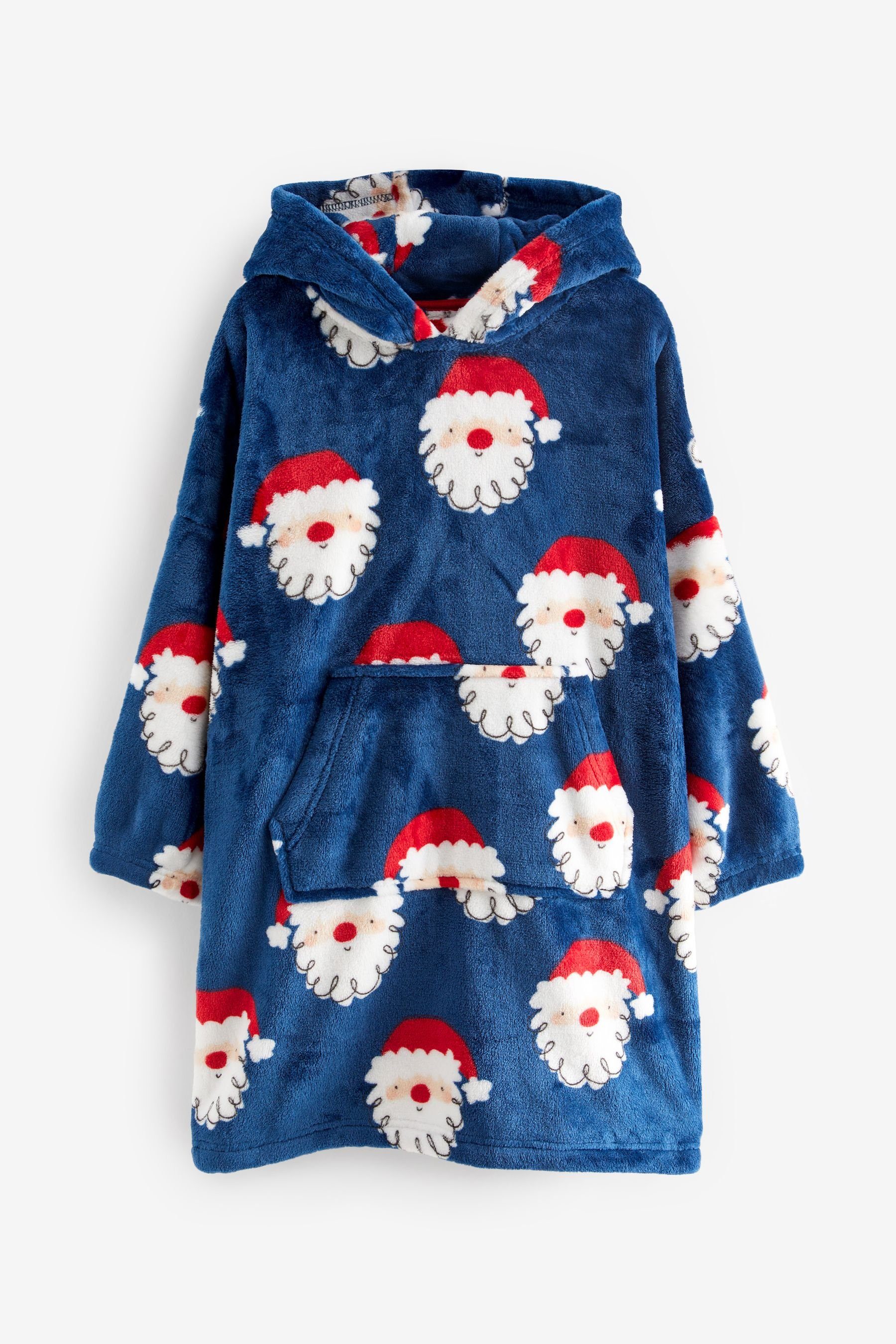 Santa Blue/Red Kapuze, Decke (recycelt), Polyester Next Navy Kinderbademantel mit Polyester