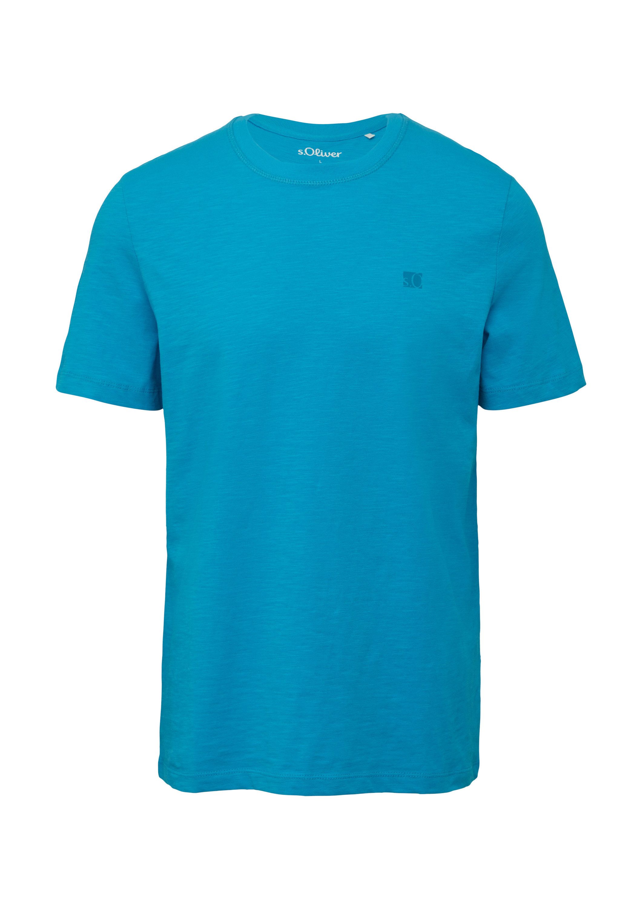 s.Oliver Kurzarmshirt T-Shirt T-Shirt mit Flammgarnstruktur und Logo-Print günstig online kaufen