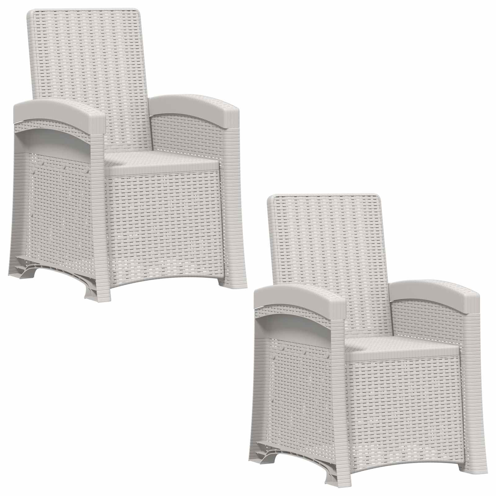 vidaXL Gartenstuhl Liegesessel Garten Rattan-Optik 2 Stk. Weiß PP (2 St)