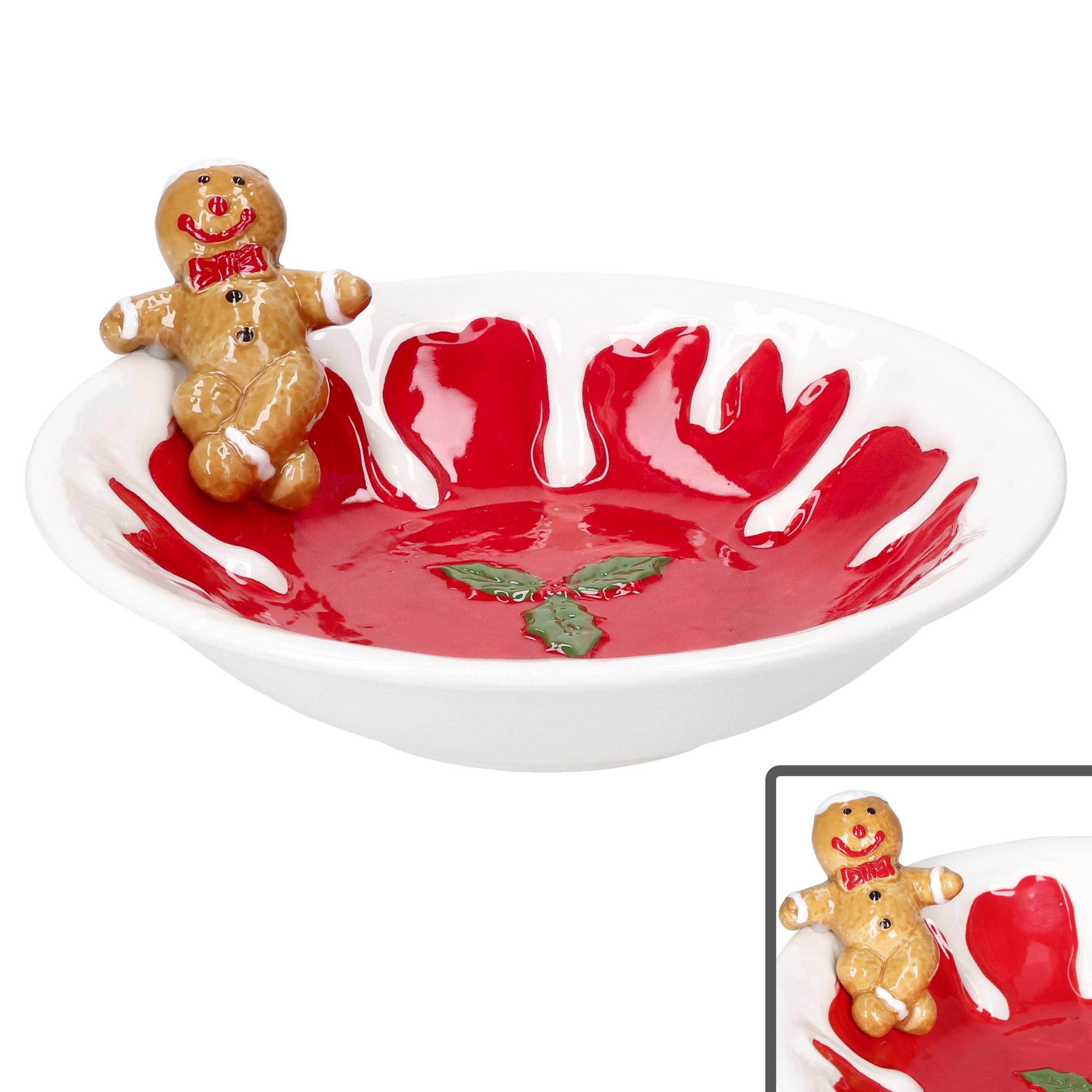 MamboCat Servierschale Gebäckschale Weihnachtsstern Ø21,7cm Steingut Lebkuchenmann, Steingut