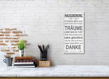 Levandeo® Wandbild, Wandbild 20x40cm Hausordnung Spruch Wandschild Danke Träume Wanddeko