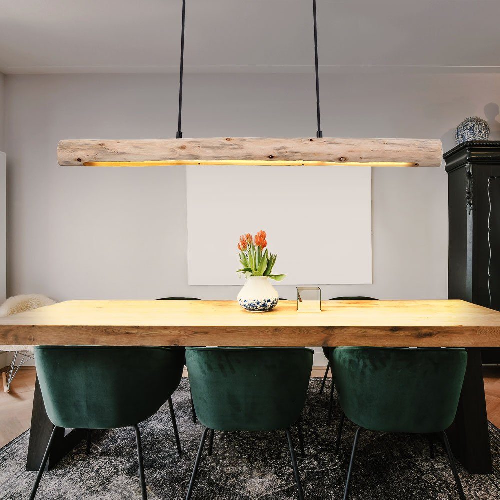 GLOBO LIGHTING LED-Hängeleuchte, LED-Leuchtmittel fest verbaut, Warmweiß, Holz Hängeleuchte Pendelleuchte Holz lang Holzlampe hängend Lampe