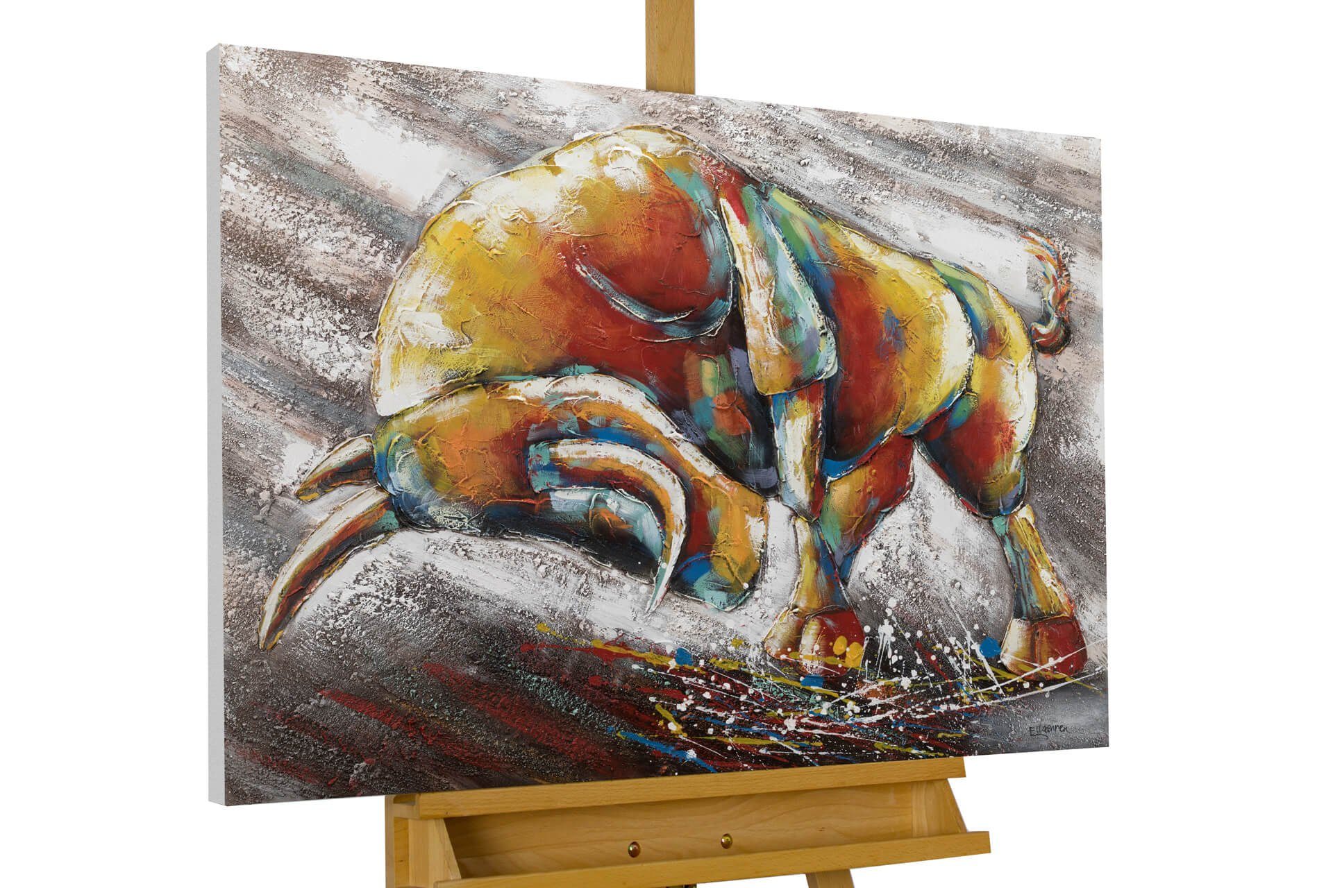 KUNSTLOFT Gemälde Innere Stärke 100x75 cm, Leinwandbild 100% HANDGEMALT Wandbild Wohnzimmer