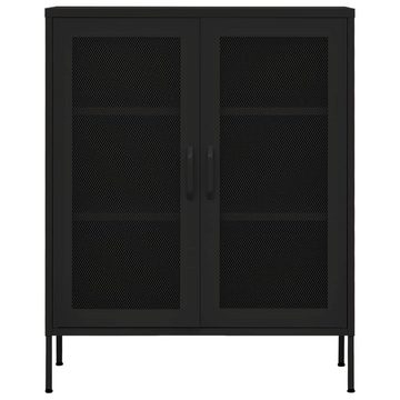 vidaXL Fächerschrank Lagerschrank Schwarz 80x35x101,5 cm Stahl (1-St)