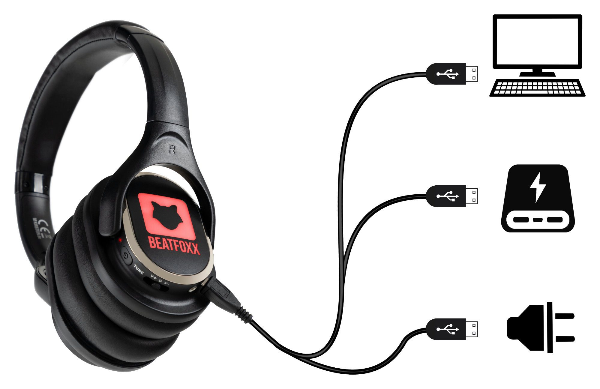 empfangbare Funk-Kopfhörer Stereo Disco Silent UHF-Technik, (Wireless Disco-Anwendungen, Silent Kopfhörer 3 V2 SDH-340 Beatfoxx Kanäle) für