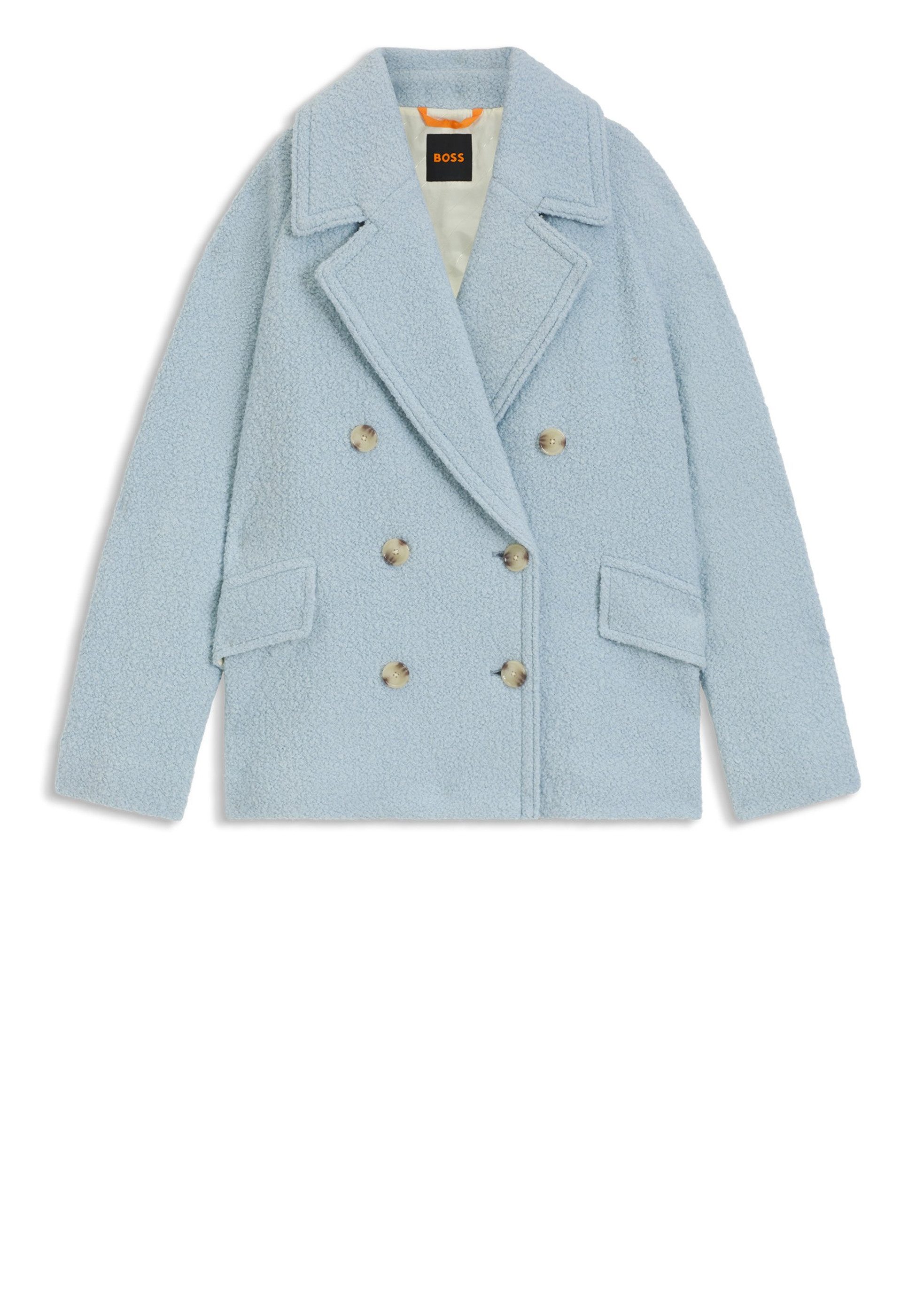 BOSS ORANGE Langmantel Caban-Mantel mit Bouclé-Struktur (1-tlg)