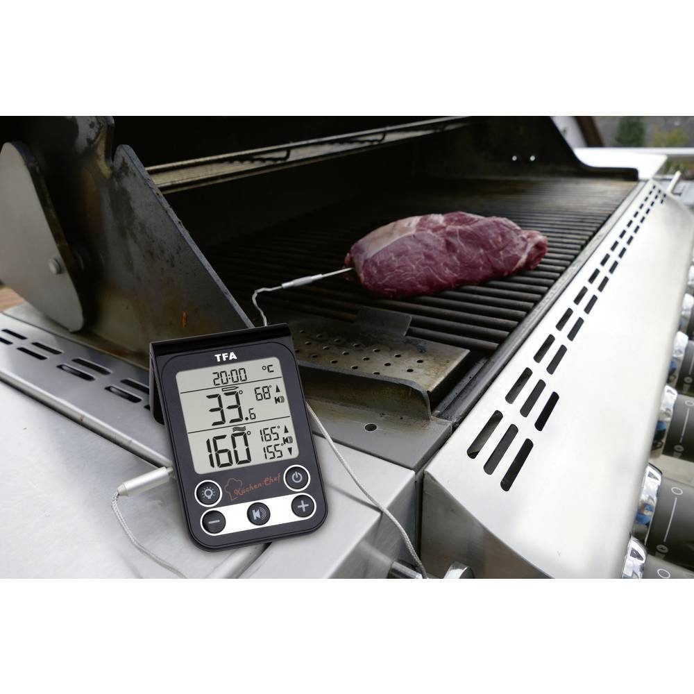 TFA Dostmann Grillkamin Digitales Grill-Braten-/Ofenthermometer Küchen-Chef 14.1512.01