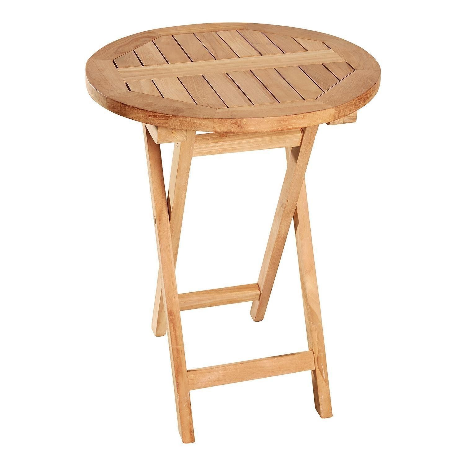 Outdoor Klapptisch RIVA, Braun, Teakholz massiv, Klappbar, Ø 70 x H 75 cm