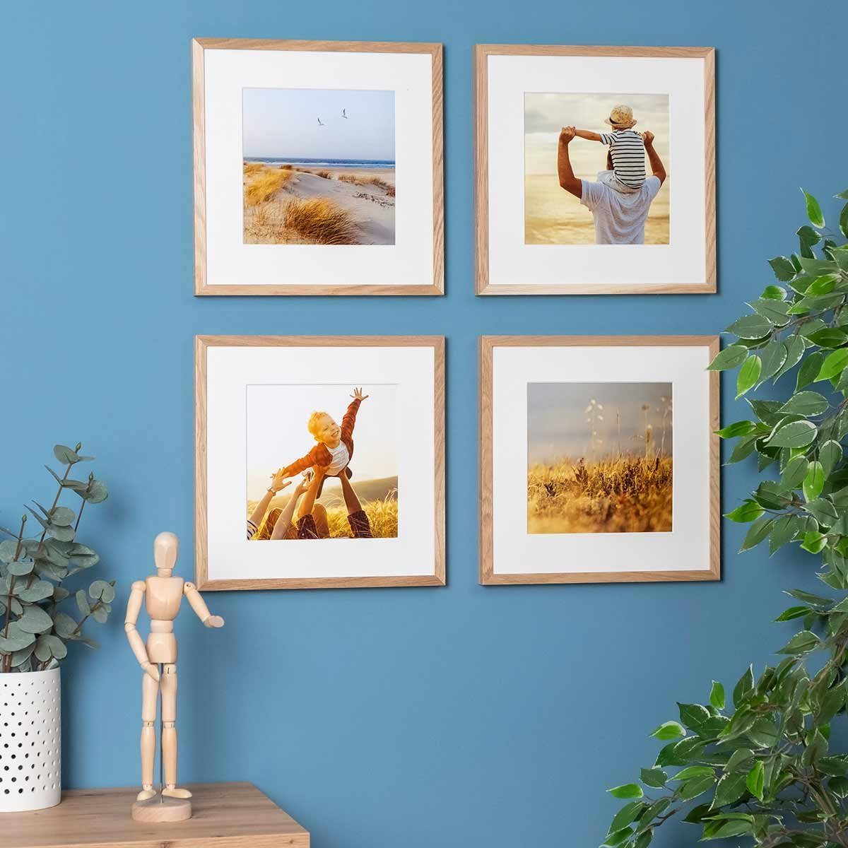 PHOTOLINI Bilderrahmen Echtholz 4er Set 30x30 günstig online kaufen