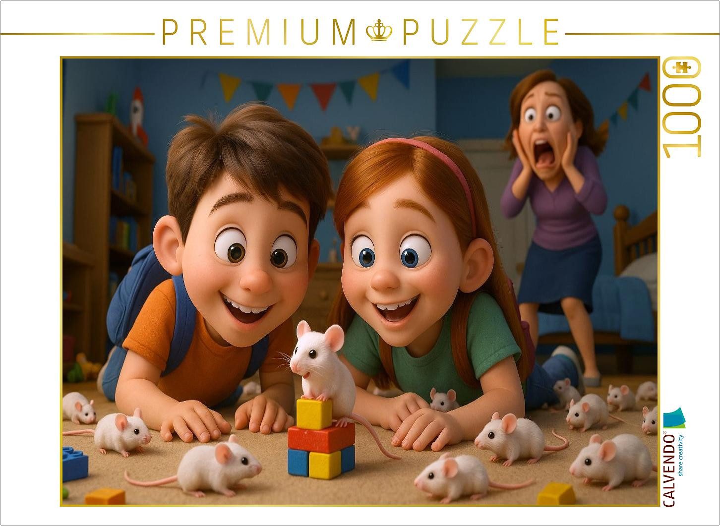 CALVENDO Puzzle CALVENDO Puzzle Spontane Vermehrung - Kinder freuen sich über Mäuse, 1000 Puzzleteile