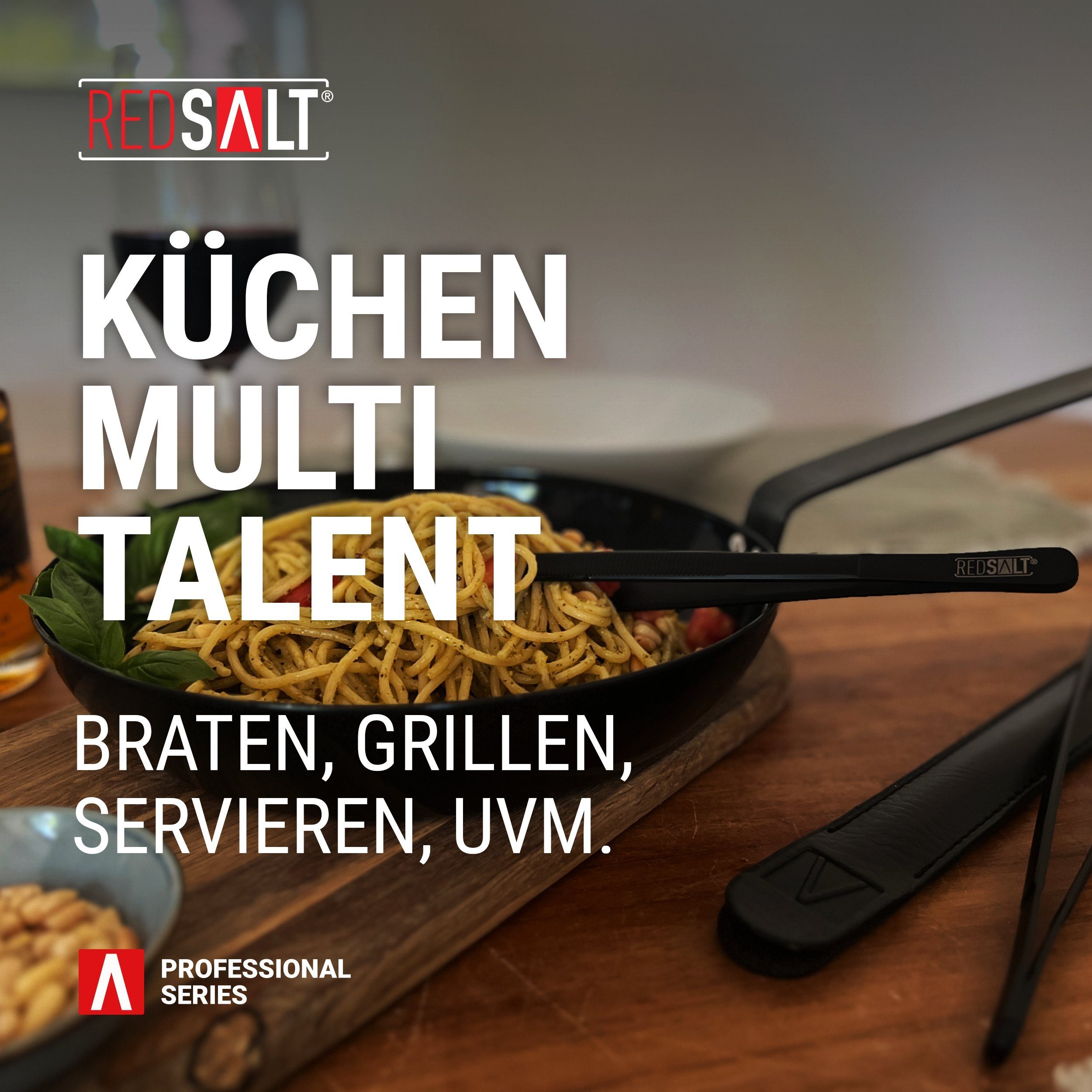 REDSALT® Kochpinzette Fein Black Edition PVD-Plasmabeschichtung, INOX 18/10 Edelstahl Goldstandard 1.4301 – Bild 4 von 5
