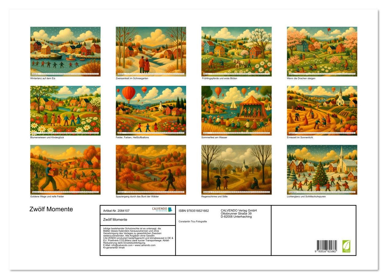 Thumbnail - CALVENDO Wandkalender Zwölf Momente (Wandkalender 2026 DIN A2 quer), CALVENDO Monatskalender