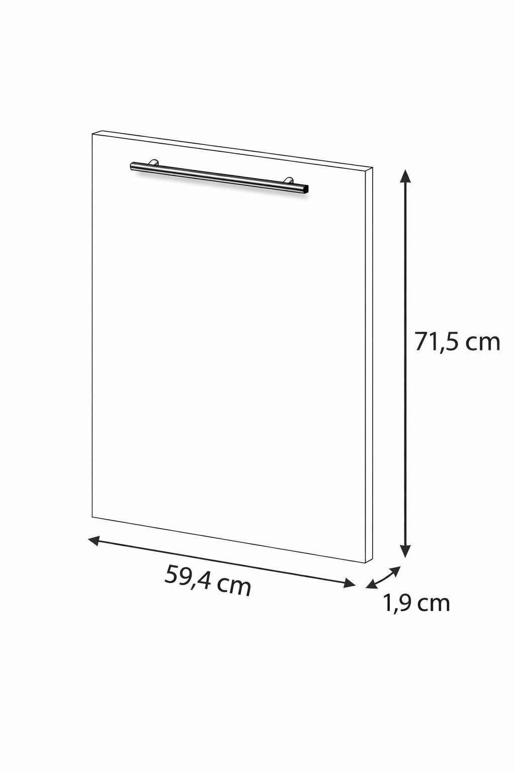 Möbelhandel Klipenstein Frontblende 60er Geschirrspülfront, voll-teilintegriert, 19 mm MDF, 594x715, 594x565 – Bild 3 von 4