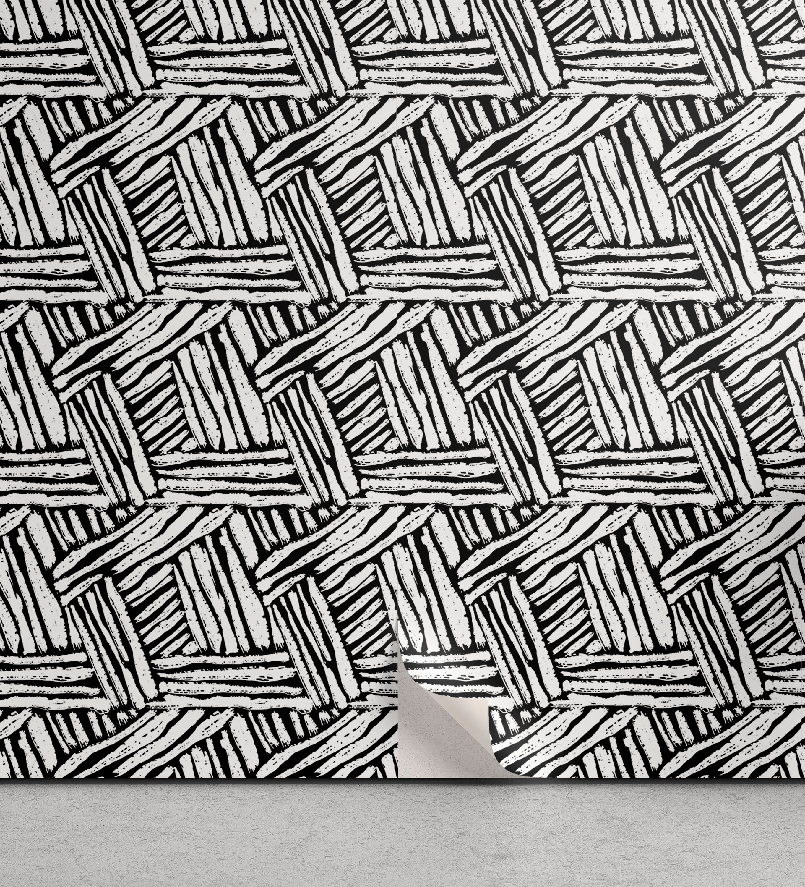 Abakuhaus Vinyltapete selbstklebendes Wohnzimmer Küchenakzent, Schwarz und weiß Klassische Ink Art