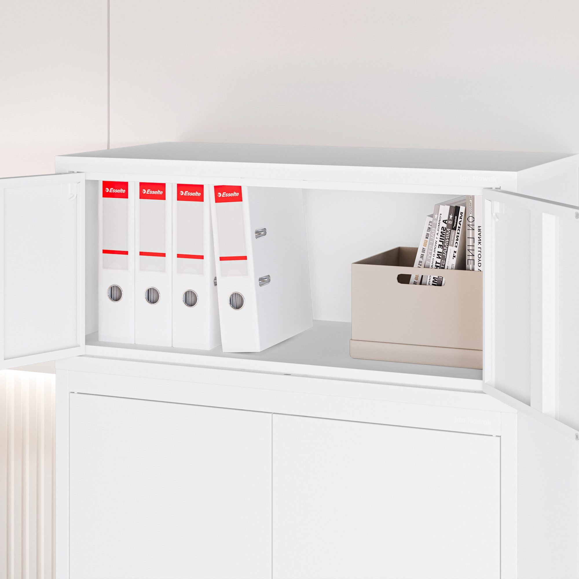 Jan Nowak Schrankaufsatz Aufsatz für Schrank 80 cm EWA Compact Metall Stahl abschließbar, (38 x 80 x 40 cm passend für JAN NOWAK Schränke PZH-zertifiziert), Erweiterung Büroschrank Schloss 2 Schlüssel robust 4 Farben