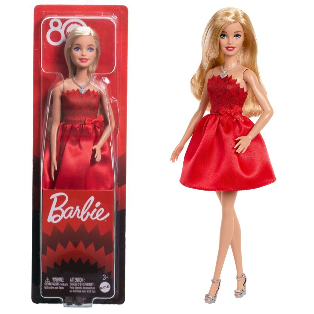 Barbie Anziehpuppe Rubinrote Barbie Puppe JGD25 80 Jahre Mattel Sammelpuppe